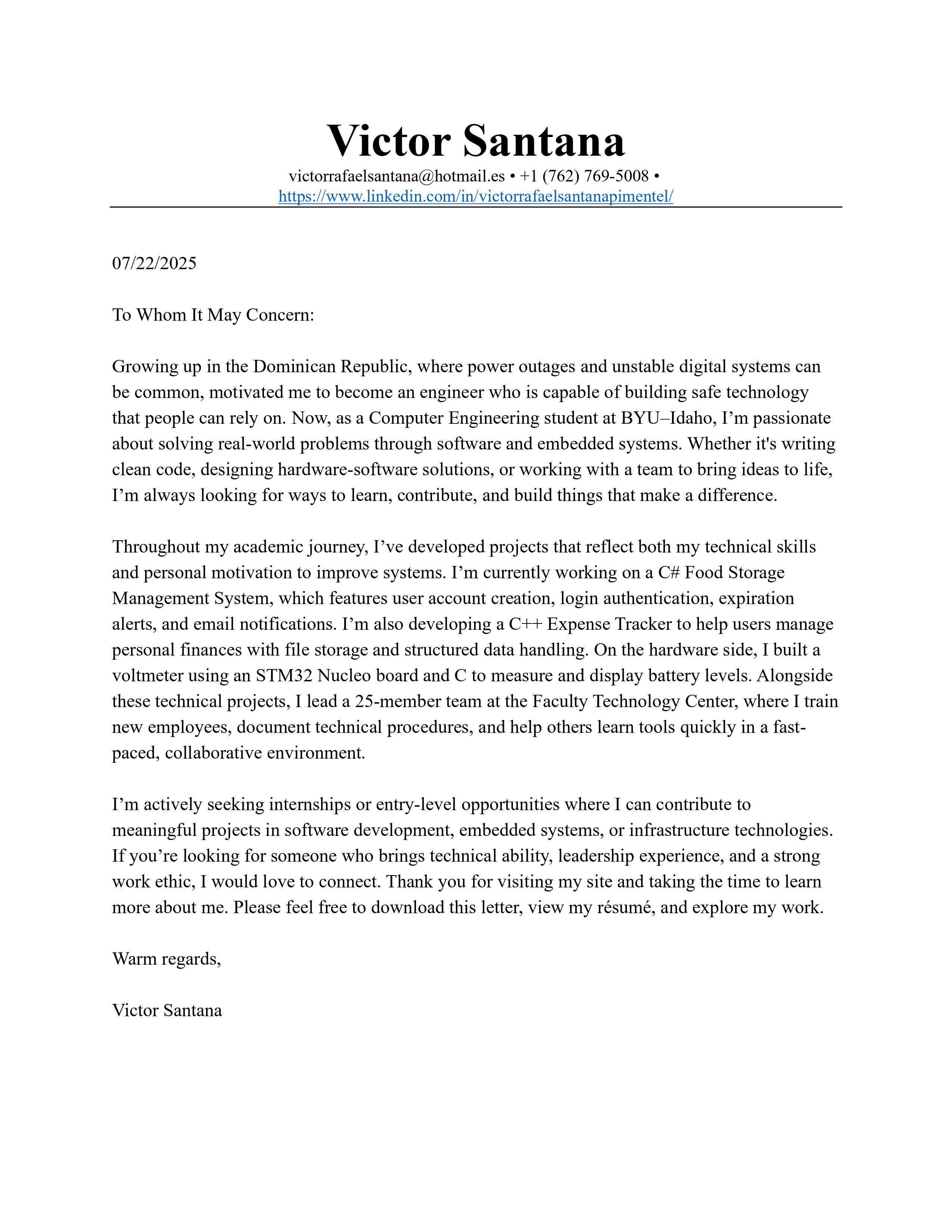 Cover Letter Preview